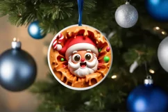 Christmas Round Santa Ornament Sublimation Ornament Product Image 2