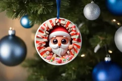 Christmas Round Santa Ornament Sublimation Ornament Product Image 2