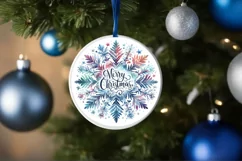 Snow Flake Christmas Round Cute Ornament Sublimation Product Image 4