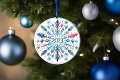 Snow Flake Christmas Round Cute Ornament Sublimation Product Image 4