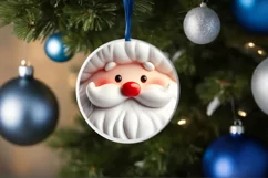 Christmas Round Ornament Sublimation Santa Face Product Image 1