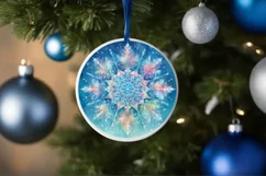 Believe Snow Flake Christmas Round Cute Ornament Sublimation Product Image 4