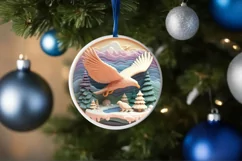 3D Eagle Pastel Christmas Round Ornament Sublimation Product Image 4