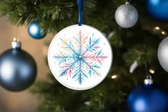 Snow Flake Christmas Round Cute Ornament Sublimation Product Image 4
