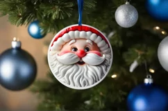 Christmas Round Ornament Sublimation Santa Face Product Image 1
