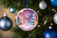 Pastel Christmas Round Ornament Sublimation Product Image 4