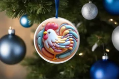 Pastel Christmas Round Ornament Sublimation Product Image 4