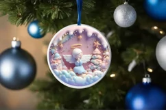 Pastel Christmas Round Ornament Sublimation Product Image 4