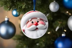 Christmas Round Ornament Sublimation Santa Face Product Image 3