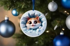 Christmas Round Cat Ornament Sublimation Ornament Product Image 1