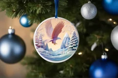 Pastel Christmas Round Ornament Sublimation Product Image 4