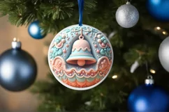 Bell and Candies Christmas Round Ornament Sublimation Product Image 4