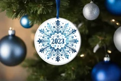 2023 Snow Flake Christmas Round Cute Ornament Sublimation Product Image 4