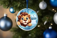 Christmas Round Lion Ornament Sublimation Ornament Product Image 2