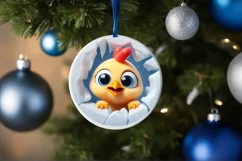 Christmas Round Chicken Ornament Sublimation Ornament Product Image 2