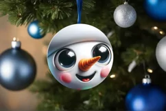 Christmas Round Ornament Sublimation Snowman Face Product Image 2