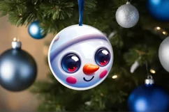 Christmas Round Ornament Sublimation Snowman Face Product Image 3