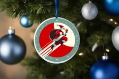Round Santa Christmas Ornament Sublimation|Clipart Product Image 3