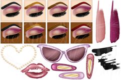Beauty Makeup Clipart, Glam Girl Spa Graphics, Cosmetics PNG Product Image 4