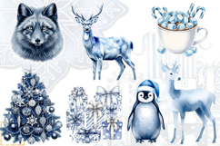 Blue Winter Christmas Clipart, Cold Christmas Graphics PNG Product Image 4