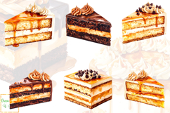 Caramel Cakes Clipart, Watercolor Desserts Graphics Product Image 4