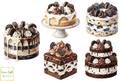 Cookies and Cream Cakes Clipart, Chocolate Desserts PNG Product Image 4