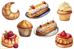 Watercolor Pastry Clipart, Desserts Graphics PNG, Sweet Food Product Image 4