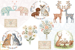 Folk Valentines Clipart, Romantic Animals Graphics PNG Product Image 4