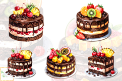 Fruit Cakes Clipart, Chocolate Desserts Graphics Product Image 4