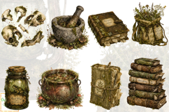 Goblincore Apothecary Clipart, Whimsical Forest PNG Bundle Product Image 4