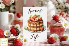 Watercolor Strawberry Cakes Clipart, Birthday Cakes Graphics Product Image 4