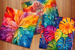 Tie Dye Botanical Digital Papers, Batik Printable Background Product Image 4