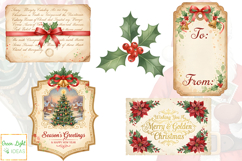 Vintage Christmas Junk Journal Ephemera, Holidays Clipart Product Image 4