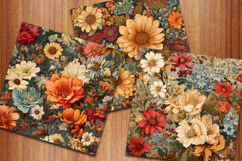Vintage Cottage Fall Flowers Digital Papers, Floral Papers Product Image 4