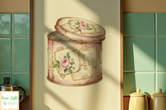 Vintage Shabby Tins Clipart, Antique Floral Cans Designs Product Image 4