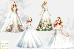 Watercolor Wedding Clipart, Romantic Bridal Couples PNG Product Image 4