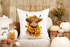 Cute Baby Highland Cow PNG, Autumn Cute Cow Sublimation Product Image 4