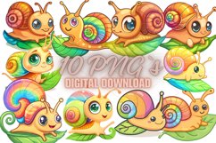 10 Cute snail Illustration Clipart Sticker, PNG Product Image 1