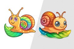 10 Cute snail Illustration Clipart Sticker, PNG Product Image 5