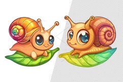 10 Cute snail Illustration Clipart Sticker, PNG Product Image 6