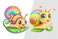 10 Cute snail Illustration Clipart Sticker, PNG Product Image 7