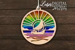 Boat on the lake Suncatcher svg ornament svg Laser cut files Product Image 4