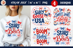 4th of July Cute Patriotic Bows Sublimation PNG Product Image 1