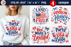 4th of July Cute Patriotic Bows Sublimation PNG Product Image 1