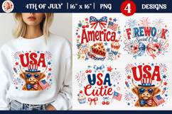 4th of July Cute Patriotic Bows Sublimation PNG Product Image 1