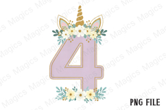 4th Birthday Girl Unicorn Number Clipart Product Image 1