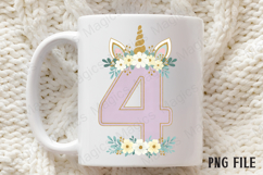 4th Birthday Girl Unicorn Number Clipart Product Image 3