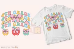 4th Grade Teacher SVG T-shirt, Teacher Coquette Pencil Bow Product Image 2