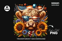 4th july highland cow clipart
