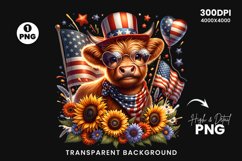 4th july highland cow clipart
